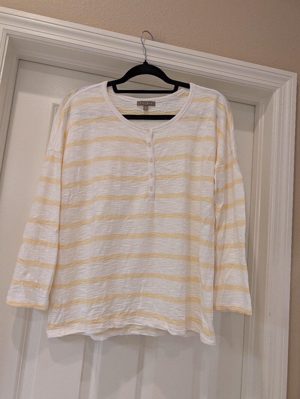 Lilla P Striped Cotton Henley Size Medium